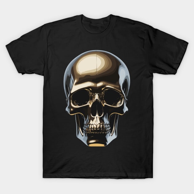 Golden scull T-Shirt by PurpleSpacetime